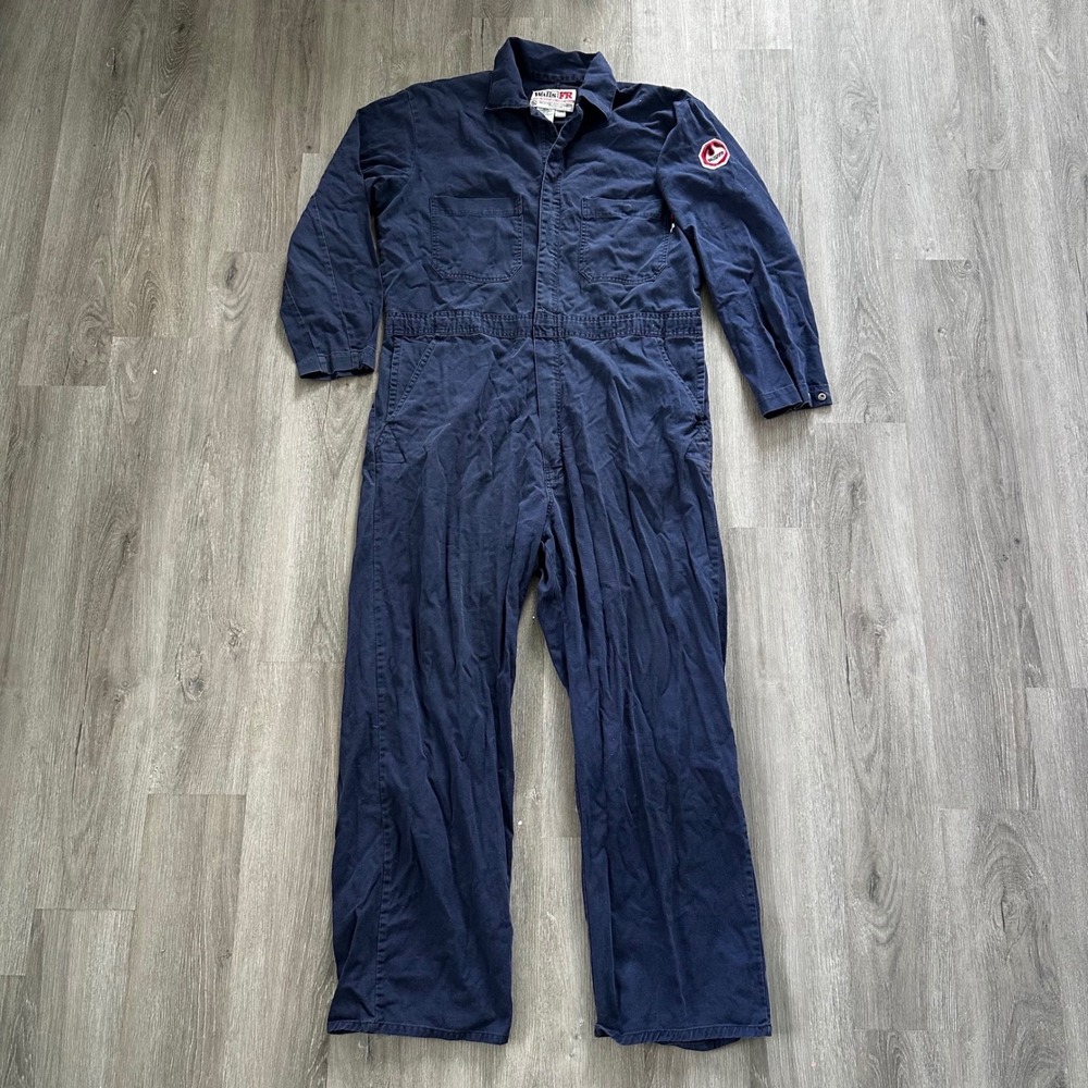 Walls FR Coveralls Mens XL Regular Navy Blue Good Flame Resistant Cotton Utility